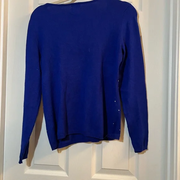 👗 Ruby Rd. Royal Blue Sweater with Silver Accents - Picture 3 of 4